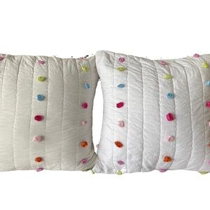 Pottery Barn Kids Pom Pom Quilt Euro Shams Pair
